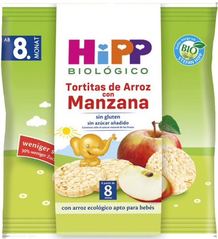 HIPP TORTITAS ARROZ MANZANA BIO 30 GR